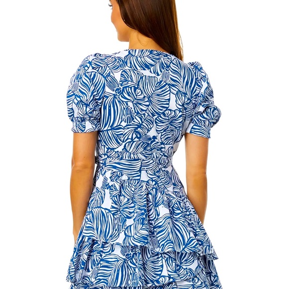 Lilly Pulitzer Alexandria Elbow Sleeve Cotton Wrap Dress - Aegean Navy - Picture 2 of 6